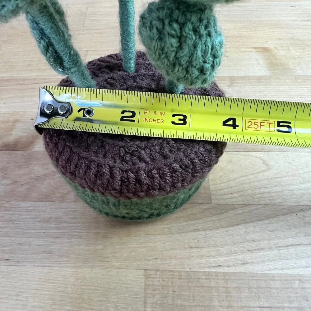 Handmade Crochet Sunflower and Red‎ Roses Potted Plant Decor Floral Cottagecore